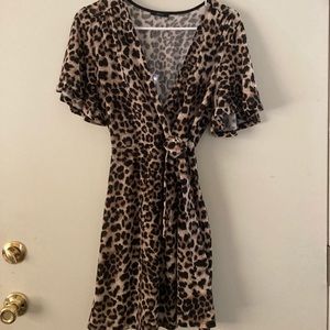 Leopard wrap V-neck dress